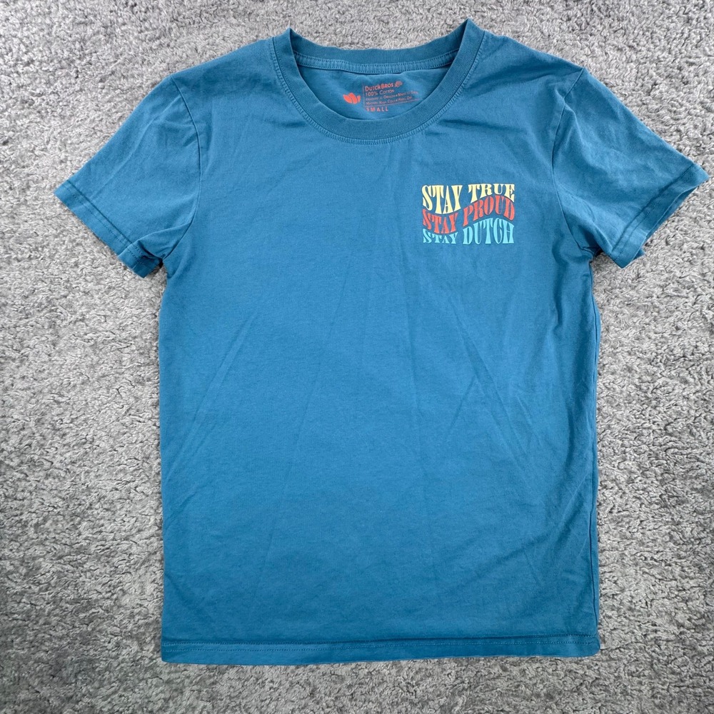 Dutch Bros Coffee‎ Teal Graphic T-Shirt Stay True Stay Proud Small Mens Womens